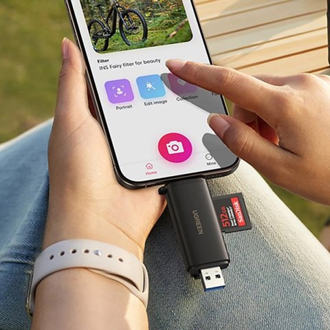 Czytnik kart Ugreen 2w1 USB-C / USB-A SD 4.0 UHS-II - czarny