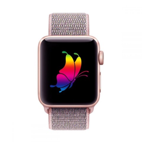 Tech-Protect Nylon pasek do Apple Watch 8 / 9 / 10 / 11 / SE (40 / 41 / 42 mm) piaskowy róż