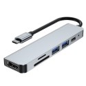 Tech-Protect V4-Hub Adapter 6w1 Szary