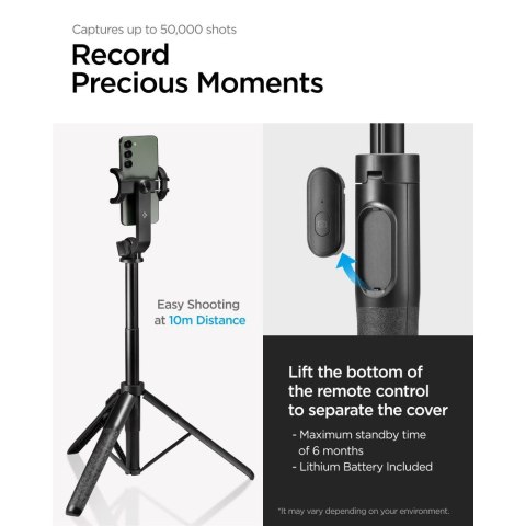 Spigen S560W Bluetooth Selfie Stick Long Tripod - Czarny