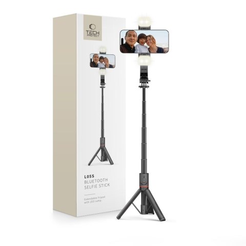 Kijek Selfie Stick Statyw Bluetooth z Lampa LED Tech-Protect L05S - Czarny