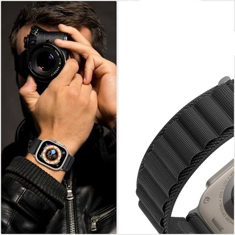 Tech-Protect Nylon Pro pasek do Apple Watch 8 / 9 / 10 / 11 / SE / Ultra (44 / 45 / 46 / 49 mm) tytanowo-oliwkowy