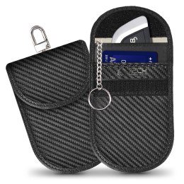 Etui blokujące sygnał RFID / blokada kluczyka keyless Tech-Protect KLR100 Faraday - Carbon Czarno-Czarne