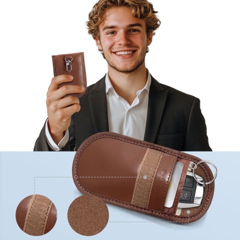 Etui blokujące sygnał RFID / blokada kluczyka keyless Tech-Protect KLR100 Faraday - Espresso