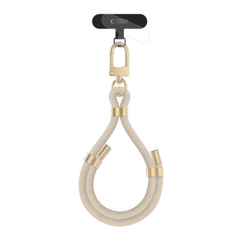 Smycz na Nadgarstek Tech-Protect C4S Rope Wrist Strap - Beżowa ze Zotym