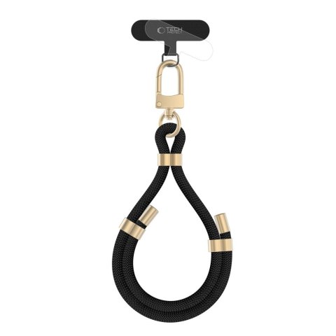 Smycz na Nadgarstek Tech-Protect C4S Rope Wrist Strap - Czarna ze Zotym