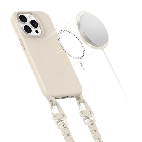 Etui ze Sznurkiem Tech-Protect MagNecklace MagSafe do iPhone 15 Pro - Kosmiczna Latte