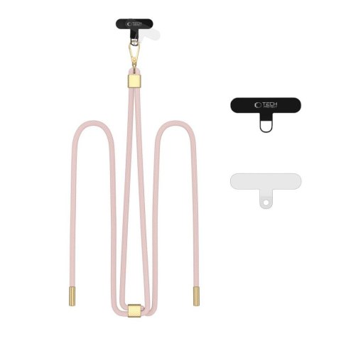 Smycz do Telefonu Tech-Protect C2S Rope Crossbody Strap - Jasnoróżowa ze Zotym