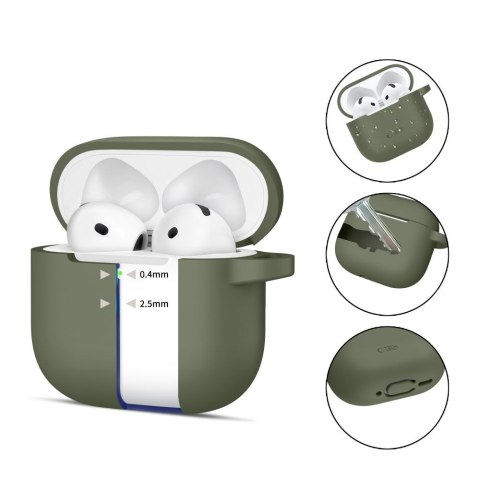 Tech-Protect Silicone Hook etui do Apple AirPods 4 / 5 oliwkowy