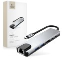 Tech-Protect HB02 Adapter Hub 6w1 Type-C + USB2.0 + USB3.0 + HDMI 4K 30Hz + RJ45 + PD100W Szary Space