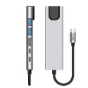 Tech-Protect HB02 Adapter Hub 6w1 Type-C + USB2.0 + USB3.0 + HDMI 4K 30Hz + RJ45 + PD100W Szary Space