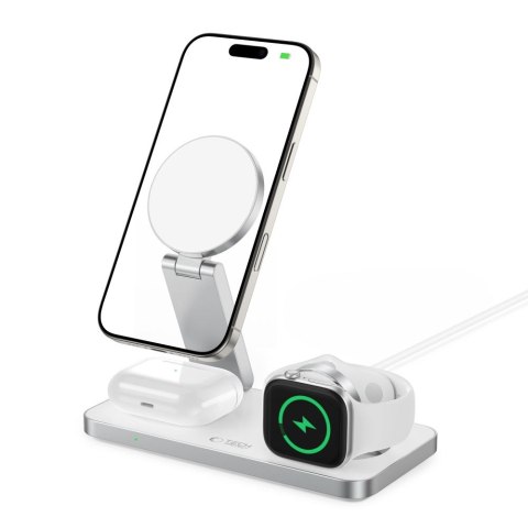 Tech-Protect Qi15W-A47 3w1 magnetyczna Ładowarka bezprzewodowa MagSafe biały