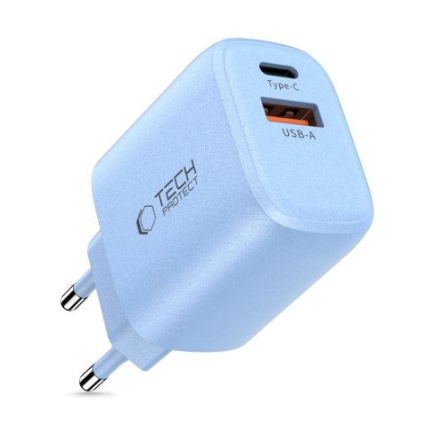 Tech-Protect NCA20 2-portowa ładowarka sieciowa PD 20W / QC3.0 błękitny