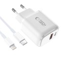 Tech-Protect NCA20 2-portowa ładowarka sieciowa PD 20W / QC3.0 + kabel Lightning biały