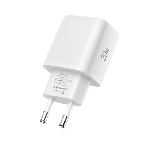 Tech-Protect NCA20 2-portowa ładowarka sieciowa PD 20W / QC3.0 + kabel Type-C biały