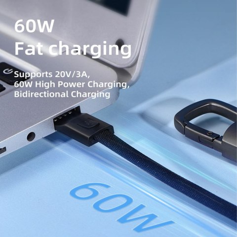 Tech-Protect UltraBoost DNA Brelok Kabel USB-C do USB-C PD 60W / 3A Ciemnoszary