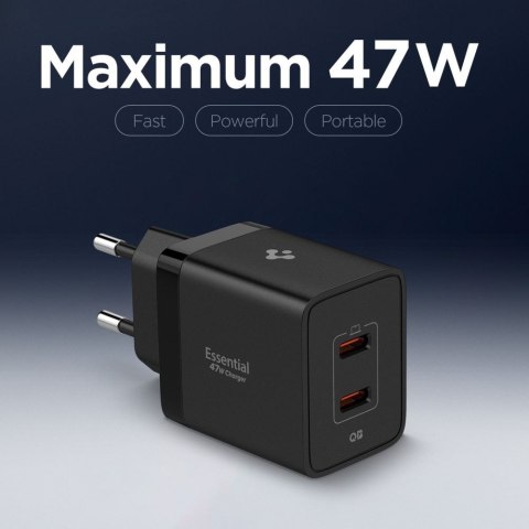 Spigen Essential EE472EU 2-Port Network Charger 47W - Czarny