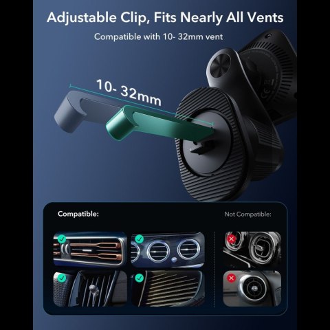 ESR Omnilock Cryoboost Magnetic MAGSAFE Vent Car Mount Wirlesss Charger Qi2.2 25w Black