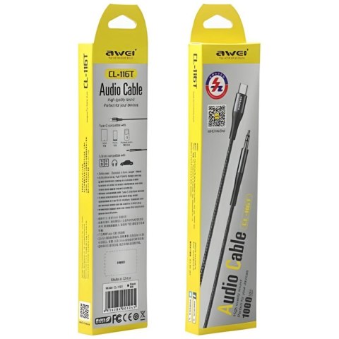 AWEI Adapter CL-116T USB-C/Jack 3.5 szary/gray