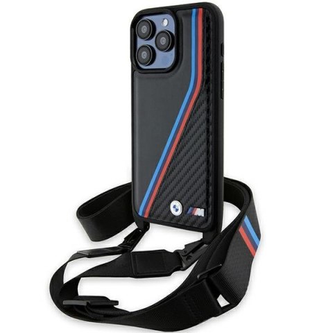 BMW BMHCP15L23PSVTK i Phone 15 Pro 6.1" czarny/black hardcase M Edition Carbon Tricolor Lines & Strap