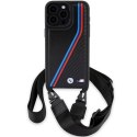 BMW BMHCP15L23PSVTK i Phone 15 Pro 6.1" czarny/black hardcase M Edition Carbon Tricolor Lines & Strap