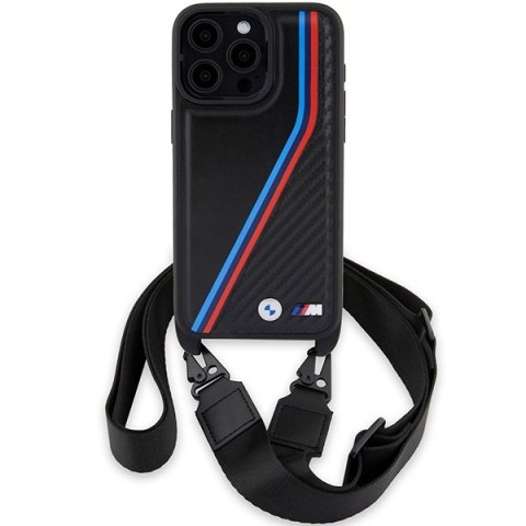 BMW BMHCP15L23PSVTK i Phone 15 Pro 6.1" czarny/black hardcase M Edition Carbon Tricolor Lines & Strap