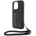 BMW BMHCP15L23RMRLK i Phone 15 Pro 6.1" czarny/black hardcase Signature Leather Wordmark Cord
