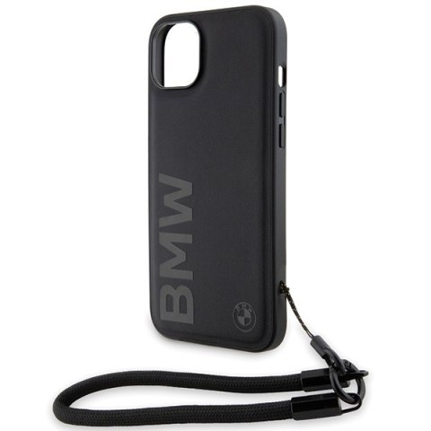 BMW BMHCP15S23RMRLK i Phone 15 / 14 / 13 6.1" czarny/black hardcase Signature Leather Wordmark Cord