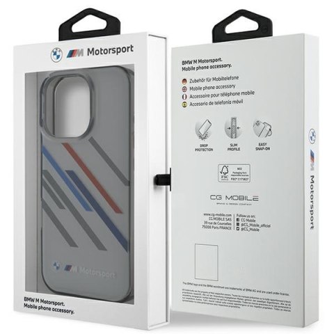 BMW BMHCP16L23HTRAG i Phone 16 Pro 6.3" szary/grey hardcase Motorsport IML Random Stripes