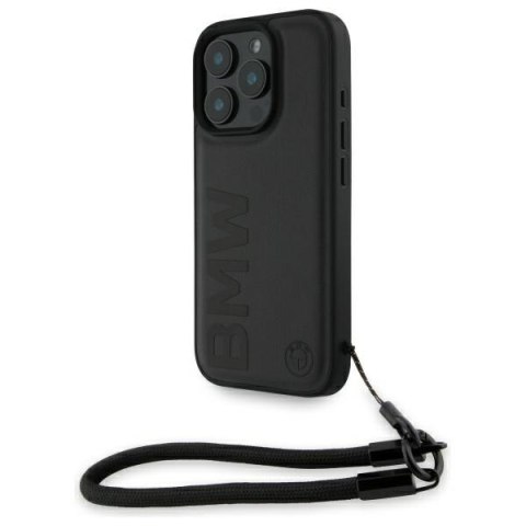 BMW BMHCP16L23RMRLK i Phone 16 Pro 6.3" czarny/black hardcase Signature Leather Wordmark Cord