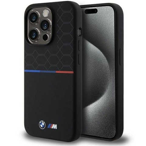 BMW BMHMP15L22SMPK i Phone 15 Pro6.1" czarny/black hardcase M Silicone Pattern Mag Safe