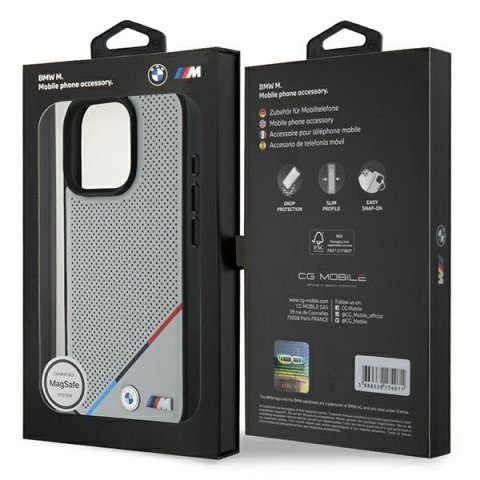 BMW BMHMP16L23PUPDG i Phone 16 Pro 6.3" szary/grey hardcase M Perforated Tricolor Line Mag Safe