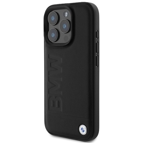 BMW BMHMP16XSLLBK i Phone 16 Pro Max 6.9"czarny/black hardcase Leather Hot Stamp Mag Safe