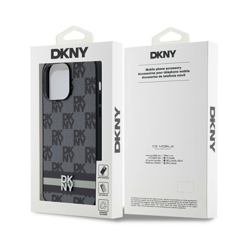 DKNY DKHCP14XPCPTSSK i Phone 14 Pro Max6.7" czarny/black hardcase Leather Checke red Mono Pattern & Printed Stripes