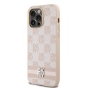 DKNY DKHCP14XPCPTSSP i Phone 14 Pro Max6.7" różowy/pink hardcase Leather Checke red Mono Pattern & Printed Stripes