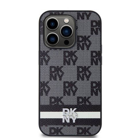 DKNY DKHCP14LPCPTSSK i Phone 14 Pro6.1" czarny/black hardcase Leather Checke red Mono Pattern & Printed Stripes