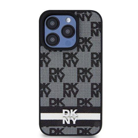 DKNY DKHCP15XPCPTSSK i Phone 15 Pro Max6.7" czarny/black hardcase Leather Checke red Mono Pattern & Printed Stripes