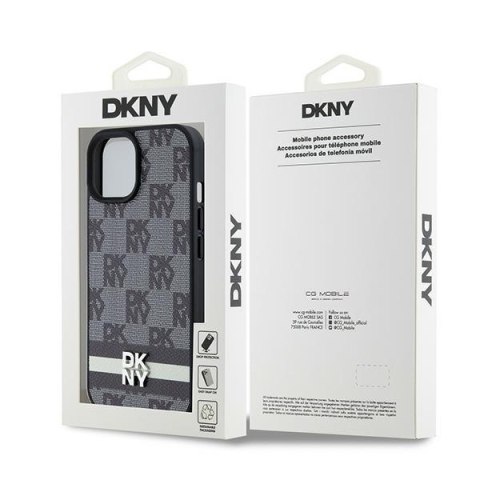 DKNY DKHCP15MPCPTSSK i Phone 15 Plus /14 Plus 6.7" czarny/black hardcase Leather Checke red Mono Pattern & Printed Stripes