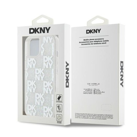 DKNY DKHCP15SLCPEPT i Phone 15 / 14 / 136.1" biały/white hardcase Liquid Glitter Multilogo