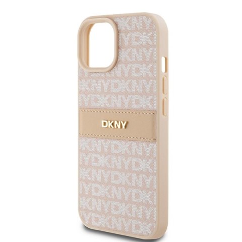 DKNY DKHCP15SPRTHSLP i Phone 15 / 14 / 136.1" różowy/pink hardcase Leather Mono Stripe & Metal Logo