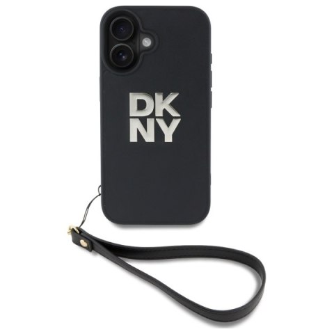 DKNY DKHCP16SPBSWSK i Phone 16 6.1" czarny/black hardcase Wrist Strap Stock Logo