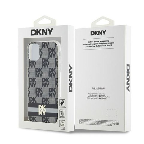 DKNY DKHMN61HCPTSK i Phone 11 / Xr6.1" czarny/black hardcase IML Checke red Mono Pattern & Printed Stripes Mag Safe