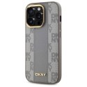 DKNY DKHMP14LPCPVSLE i Phone 14 Pro6.1" beżowy/beige hardcase Leather Checke red Mono Pattern Mag Safe
