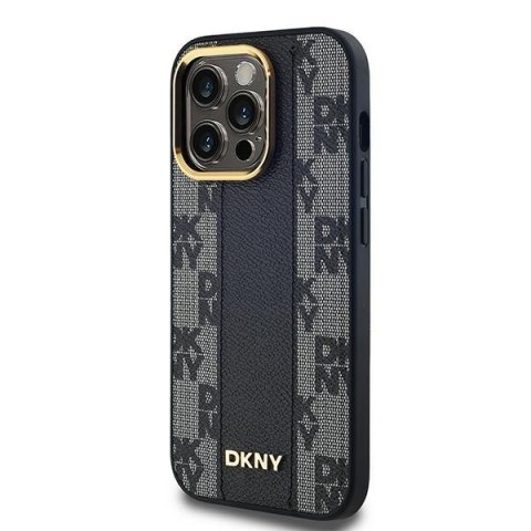 DKNY DKHMP14LPCPVSLK i Phone 14 Pro6.1" czarny/black hardcase Leather Checke red Mono Pattern Mag Safe