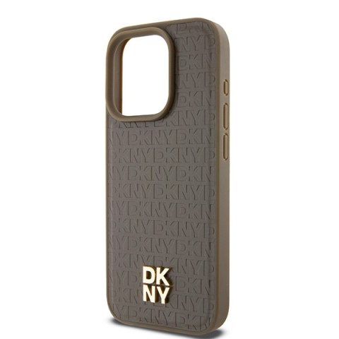 DKNY DKHMP14LPSHRPSW i Phone 14 Pro6.1" brązowy/brown hardcase Leather Pattern Metal Logo Mag Safe
