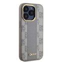 DKNY DKHMP15LPCPVSLE i Phone 15 Pro6.1" beżowy/beige hardcase Leather Checke red Mono Pattern Mag Safe