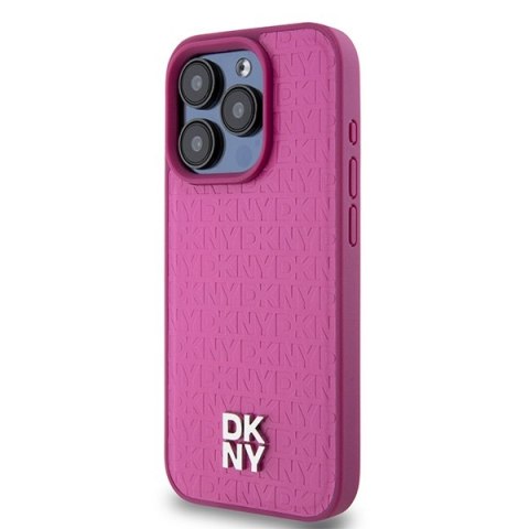 DKNY DKHMP15LPSHRPSP i Phone 15 Pro6.1" różowy/pink hardcase Leather Monogram Pattern Metal Logo Mag Safe