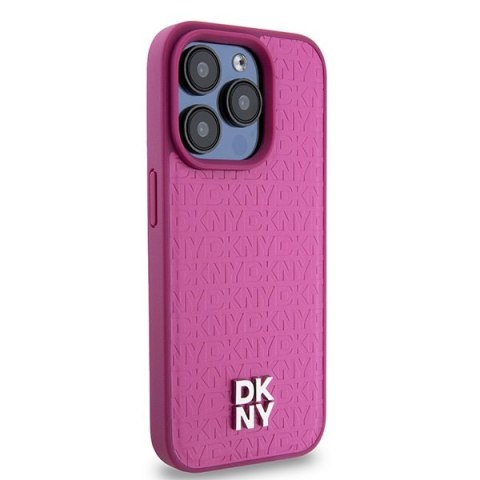 DKNY DKHMP15LPSHRPSP i Phone 15 Pro6.1" różowy/pink hardcase Leather Monogram Pattern Metal Logo Mag Safe