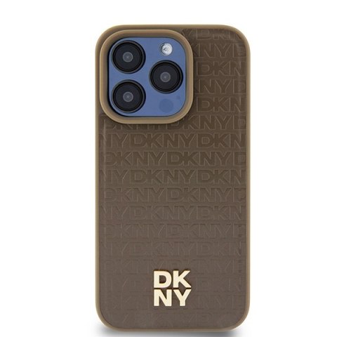DKNY DKHMP15LPSHRPSW i Phone 15 Pro6.1" brązowy/brown hardcase Leather Monogram Pattern Metal Logo Mag Safe