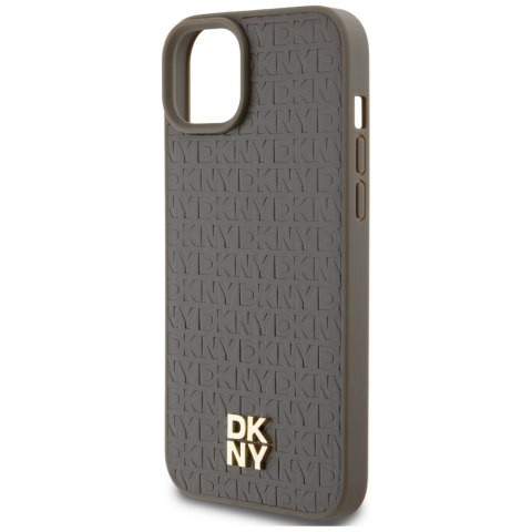 DKNY DKHMP15MPSHRPSW i Phone 15 Plus /14 Plus 6.7" brązowy/brown hardcase Leather Pattern Metal Logo Mag Safe